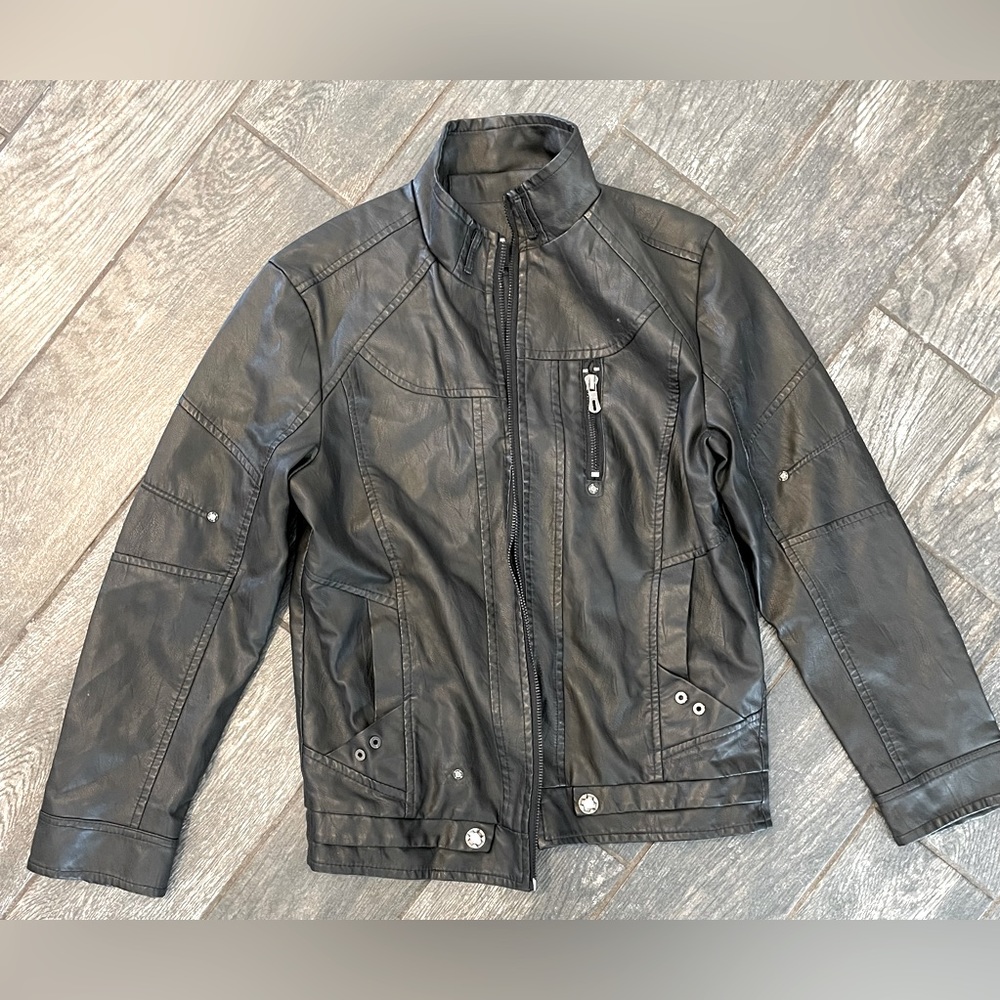 Rough-Neck black jacket. Vegan leather / size M - Picture 1 of 4